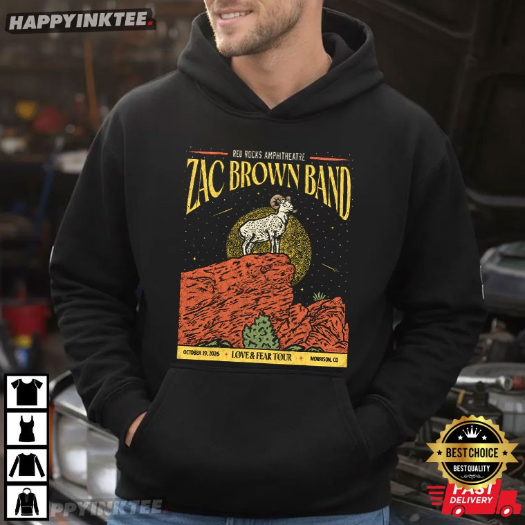 Zac Brown Band Red Rocks Amphitheatre Country Music Graphic T-Shirt Zac Brown Band Red Rocks Amphitheatre Country Music Graphic T-Shirt