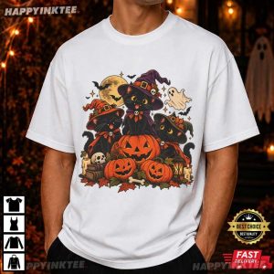 Cute Black Witch Cat Spooky Season Halloween Gift T Shirt (4)
