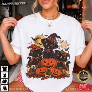Cute Black Witch Cat Spooky Season Halloween Gift T Shirt (1)