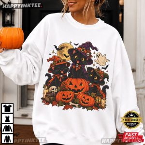 Cute Black Witch Cat Spooky Season Halloween Gift T Shirt (2)