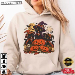 Cute Black Witch Cat Spooky Season Halloween Gift T Shirt (3)