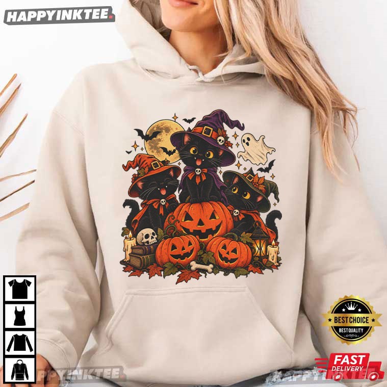 Cute Black Witch Cat Spooky Season Halloween Gift T-Shirt Cute Black Witch Cat Spooky Season Halloween Gift T-Shirt