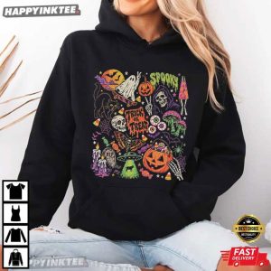 Skate Ghost Grim Reaper Graphic Trick Or Treat Halloween T Shirt (4)