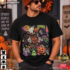 Skate Ghost Grim Reaper Graphic Trick Or Treat Halloween T Shirt (3)