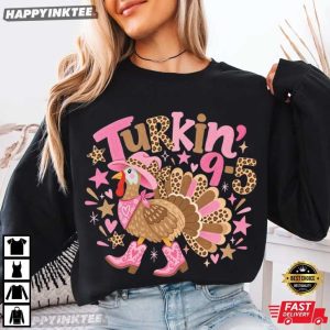 Turkin 9 To 5 Leopard Western Thanksgiving T Shirt (2)