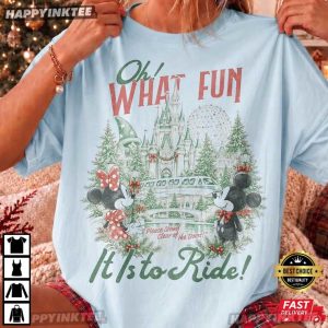 Oh What Fun It Is To Ride Mickey Minnie Mouse Christmas T Shirt (2)