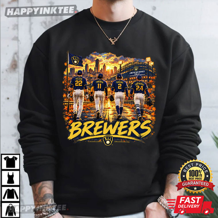 Milwaukee Brewers Sunset Stadium NL Champions Baseball T-Shirt Milwaukee Brewers Sunset Stadium NL Champions Baseball T-Shirt