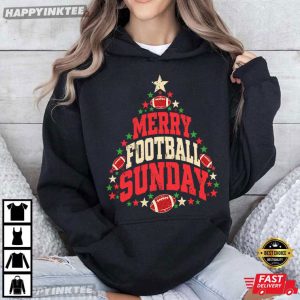 Merry Football Sunday Christmas Football Tree Holiday T Shirt (4)